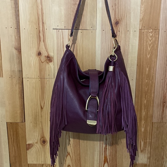G.I.L.I. Handbags - Gili Leather Stirrup Fringe Shoulder Bag with Hanging Tassel